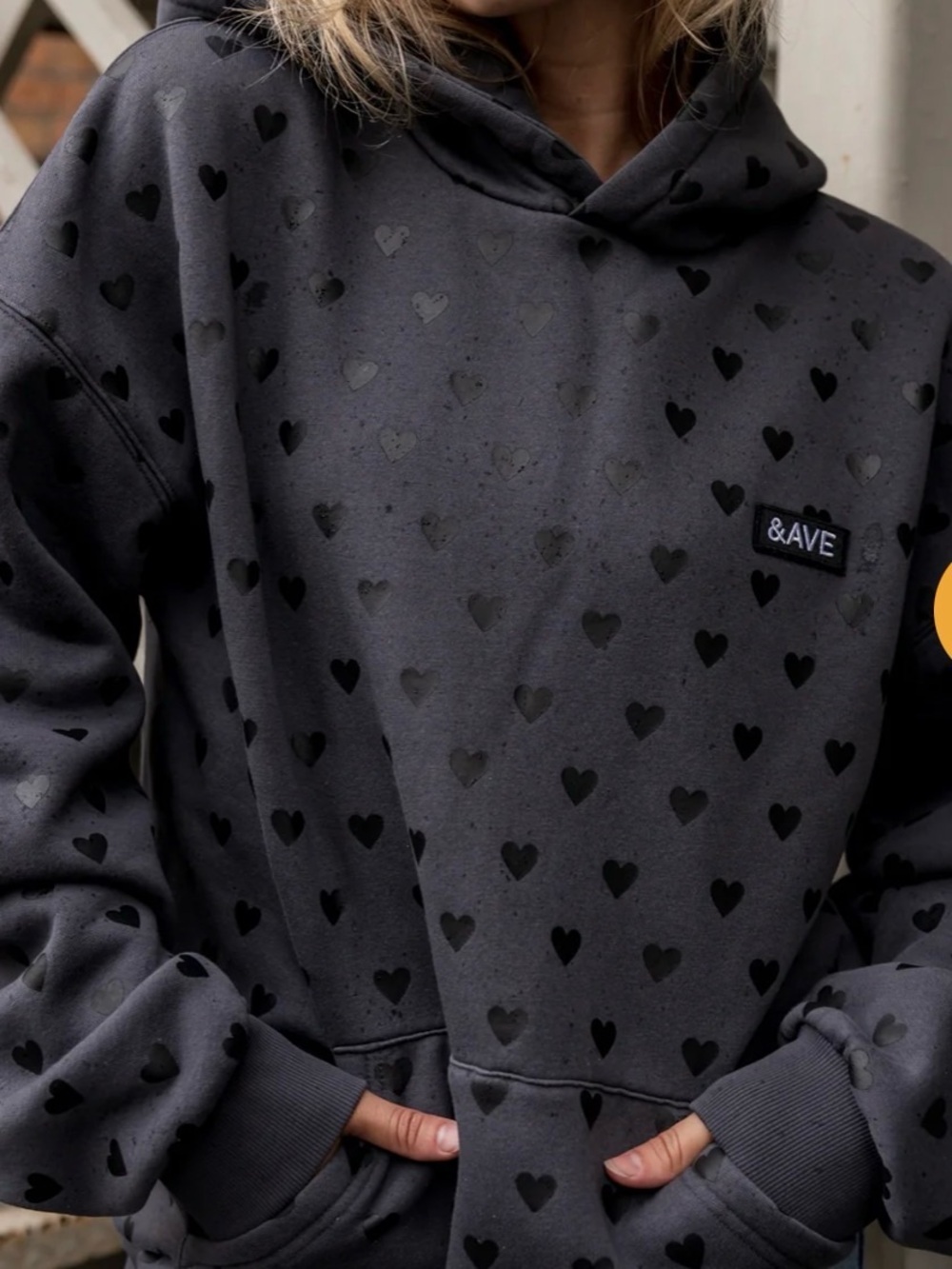 &AVE Black Heart-Print Hoodie